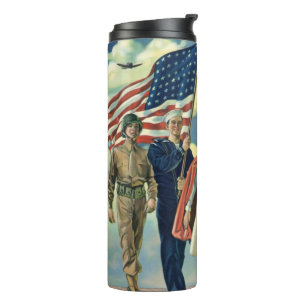Retro Patriottisch, Trots Militair Personeel Helde Thermosbeker
