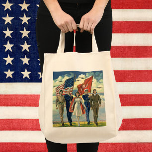 Retro Patriottisch, Trots Militair Personeel Helde Tote Bag