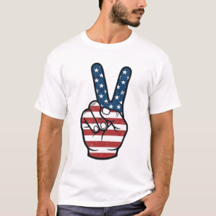 Retro Patriottisch Vredesteken Hand Vector Design_ T-shirt
