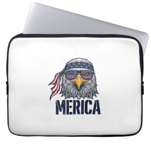 Retro Patriottische Adelaar Merica Shirt Ontwerp_1 Laptop Sleeve