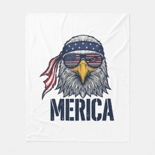 Retro Patriottische Adelaar Merica T-shirt Ontwerp Fleece Deken