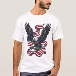 Retro Patriottische Adelaar Vector T-shirt Ontwerp