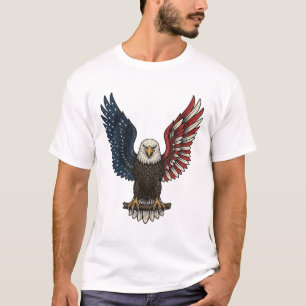 Retro Patriottische Adelaar Vector T-shirt Ontwerp