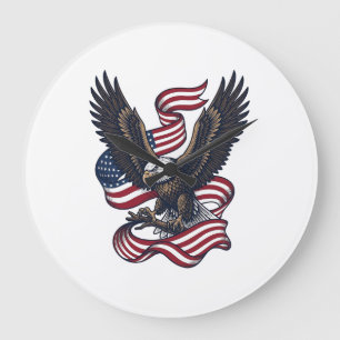 Retro Patriottische Adelaar Vector T-shirt Ontwerp Grote Klok
