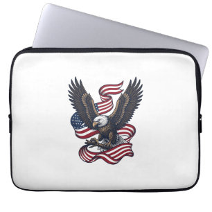 Retro Patriottische Adelaar Vector T-shirt Ontwerp Laptop Sleeve