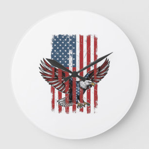 Retro Patriottische Adelaar Vlag Shirt Ontwerp_1 Grote Klok
