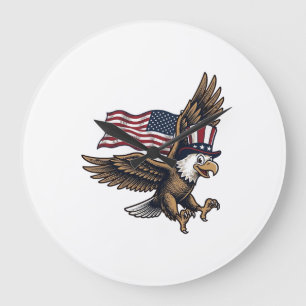 Retro Patriottische Adelaar Vlag Shirt Ontwerp_1 Grote Klok