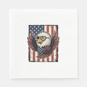 Retro Patriottische Adelaar Zonnebril Shirt Ontwer Servet