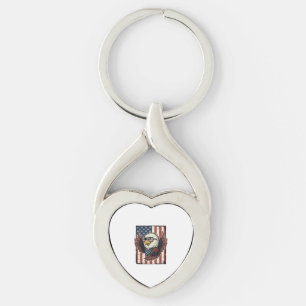 Retro Patriottische Adelaar Zonnebril Shirt Ontwer Sleutelhanger