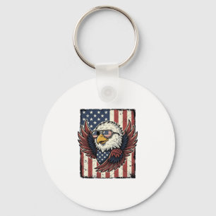 Retro Patriottische Adelaar Zonnebril Shirt Ontwer Sleutelhanger