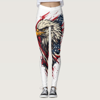 Retro Patriottische Amerikaanse Adelaar 4 juli Leggings