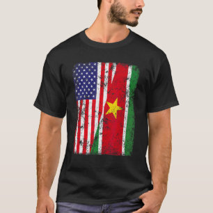Retro Patriottische Amerikaanse vlag Surinaamse vl T-shirt