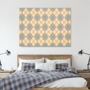 Retro Patriottische Argyle Wall Art Canvas Afdruk