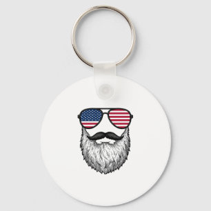 Retro Patriottische Baard Zonnebril Grafisch Shirt Sleutelhanger