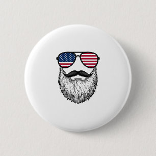 Retro Patriottische Baard Zonnebril Grafische Shir Ronde Button 5,7 Cm