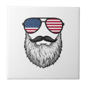 Retro Patriottische Baard Zonnebril Grafische Shir Tegeltje