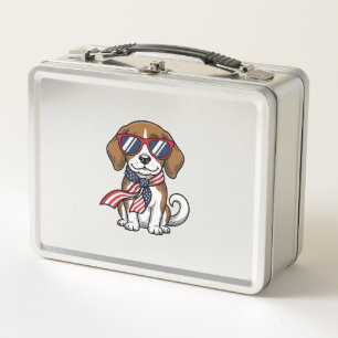 Retro Patriottische Beagle Hond Zonnebril Shirt_1