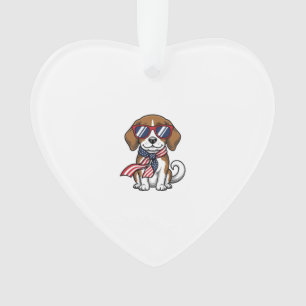Retro Patriottische Beagle Hond Zonnebril Shirt_1 Ornament