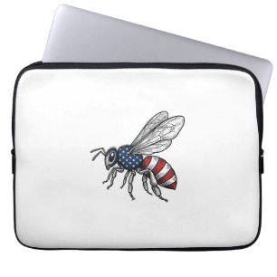 Retro Patriottische Bij Vector Grafische Shirt Ont Laptop Sleeve
