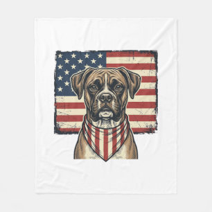 Retro Patriottische Boxer Hond Vlag Shirt Ontwerp_ Fleece Deken