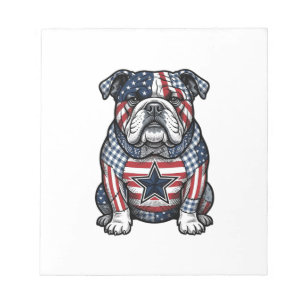 Retro Patriottische Bulldog Vector T-shirt Ontwerp Notitieblok
