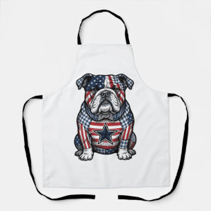 Retro Patriottische Bulldog Vector T-shirt Ontwerp Schort