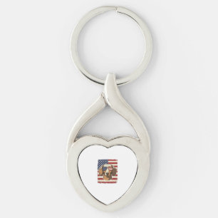Retro Patriottische Dachshund Vlag Zonnebril Vecto Sleutelhanger