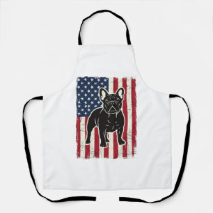 Retro Patriottische Franse Bulldog Vlag Shirt_1 Schort