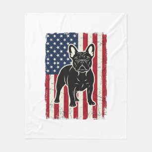 Retro Patriottische Franse Bulldog Vlag T-shirt_1 Fleece Deken