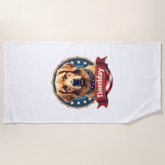 Retro Patriottische Goud Retriever Graveur T-shirt Strandlaken