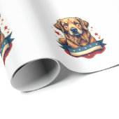 Retro Patriottische Goud Retriever Graveur Tee 4 Cadeaupapier (Rol Hoek)