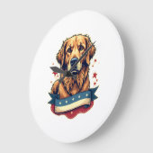 Retro Patriottische Gouden Retriever Graveur T-shi Grote Klok (Hoek)
