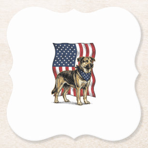 Retro Patriottische Hond Vlag Vector T-shirt Ontwe Kartonnen Onderzetters