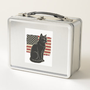 Retro Patriottische Kat Vlag Grafische T-Shirt Ont