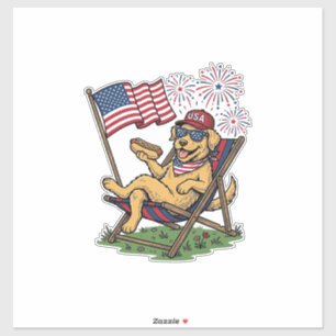 Retro Patriottische Katten USA Shirt Ontwerp (2)_1 Sticker
