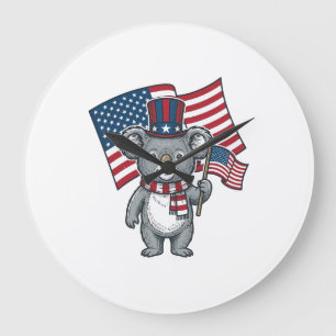 Retro Patriottische Koala Vlag Shirt Ontwerp_1 Grote Klok