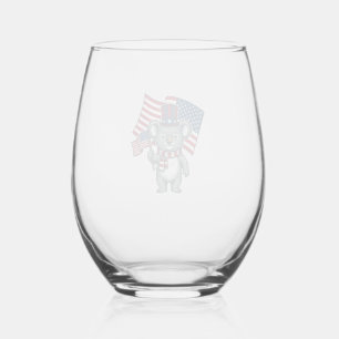 Retro Patriottische Koala Vlag Shirt Ontwerp_1 Wijnglas Zonder Voet