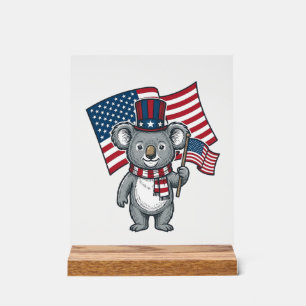 Retro Patriottische Koala Vlag T-shirt Ontwerp_1 Acryl Bord