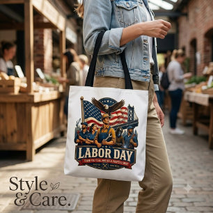 Retro Patriottische Labor Day Adelaar Werkers Desi Draagtas