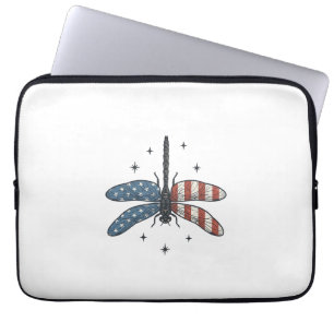 Retro Patriottische Libelle Vector T-shirt Ontwerp Laptop Sleeve