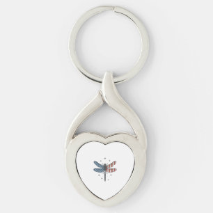 Retro Patriottische Libelle Vector T-shirt Ontwerp Sleutelhanger