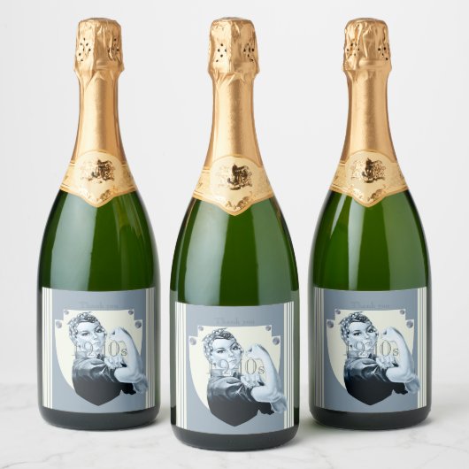 retro-patriottische oorlogsvrouw uit 1940 sparkling wijnetiket (Flessen)