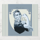  retro-patriottische oorlogsvrouw uit 1940 sparkling wijnetiket (Enkel label)