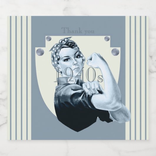 retro-patriottische oorlogsvrouw uit 1940 sparkling wijnetiket (Enkel label)
