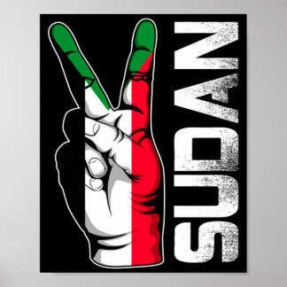 Retro Patriottische Overwinning Soedan Vlag Vinger Poster