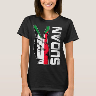 Retro Patriottische Overwinning Soedan Vlag Vinger T-shirt