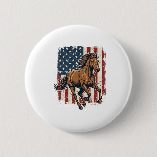 Retro Patriottische Paardenvlag Vector T-shirt Ont Ronde Button 5,7 Cm