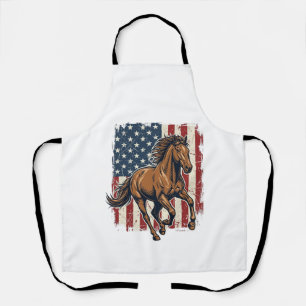 Retro Patriottische Paardenvlag Vector T-shirt Ont Schort