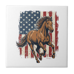 Retro Patriottische Paardenvlag Vector T-shirt Ont Tegeltje
