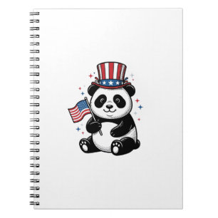 Retro Patriottische Panda Vlag Shirt Ontwerp_1 Notitieboek